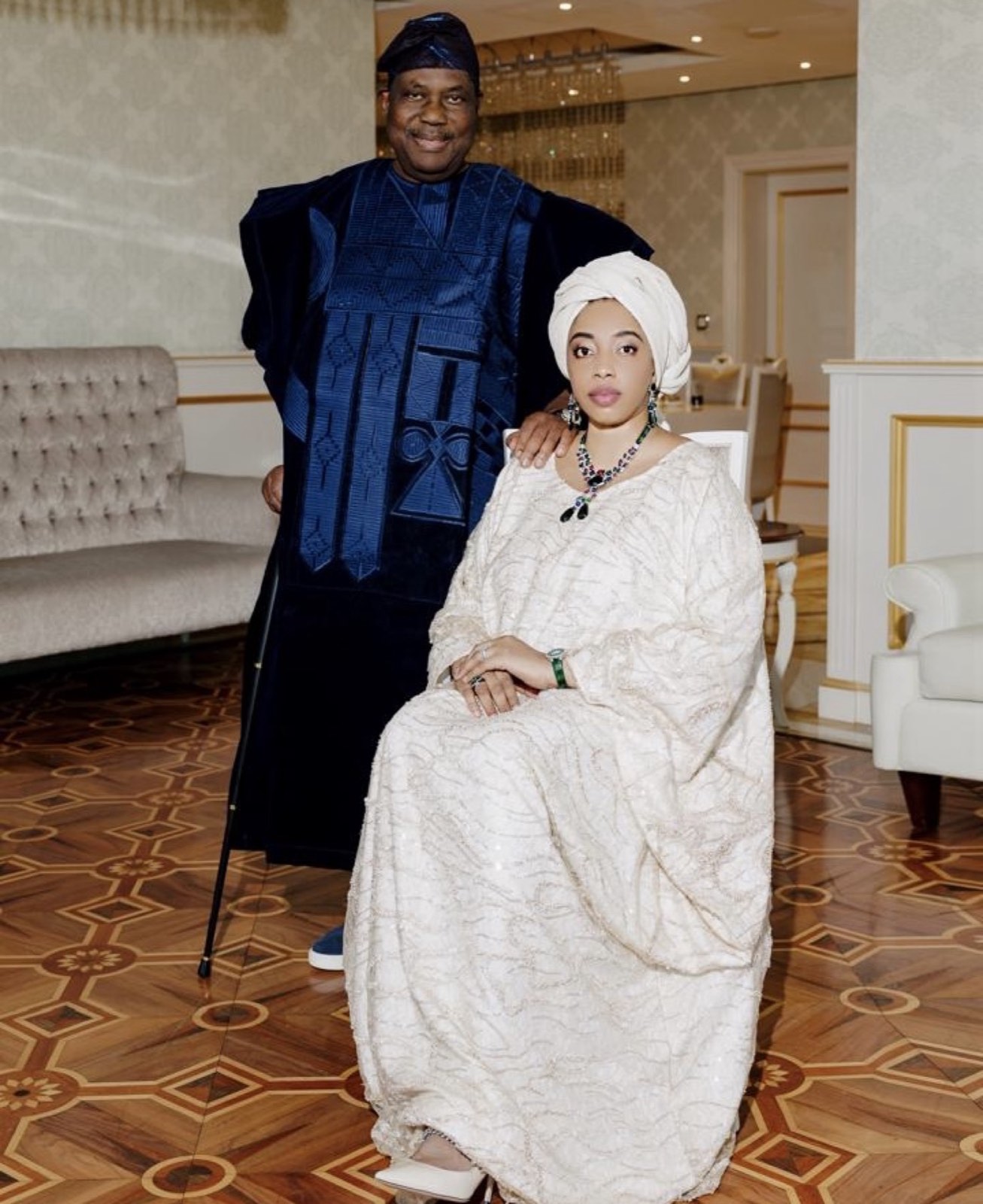 Her Majesty with Senator George Akume, Secretary to the Government of the Federation